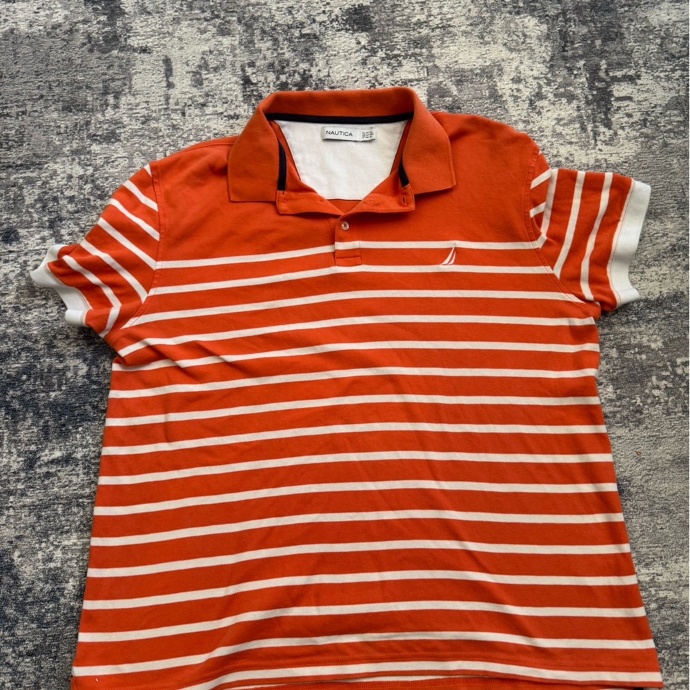 Nautica Orange and White Polo Shirt